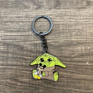"The Baby" Keychain - Baby Yoda holding Mickey Mouse NEW
